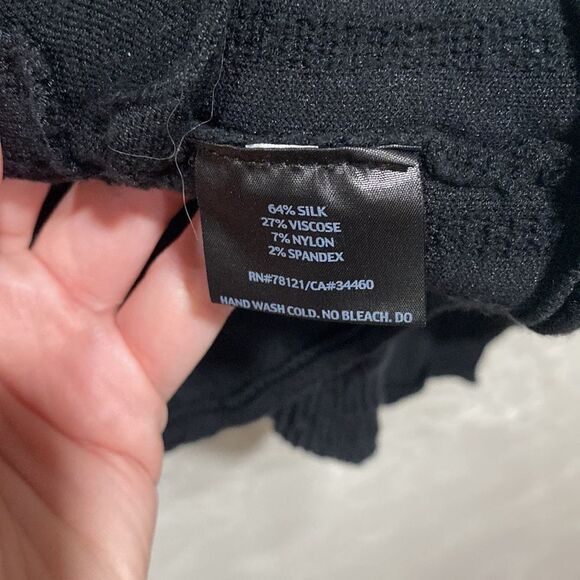 Eileen Fisher Black Silk Blend Sheen Jacquard Jacket Size Small - Picture 4 of 6